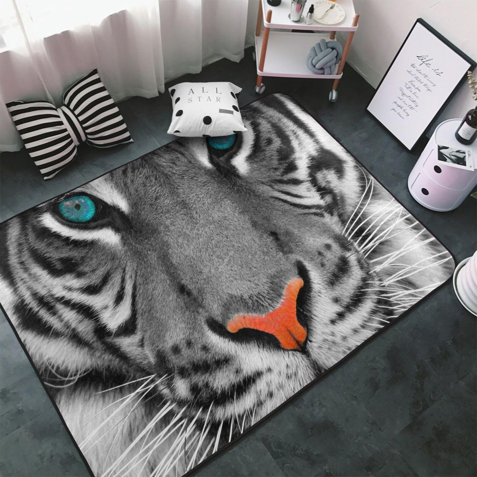 【新品未使用】絵画風絨毯　ペルシャ産　機械織　虎　親子　カーペット　ラグ Amazon | 虎 トラ 動物 (2) カーペット 長方形 ラグマット ラグ 絨毯